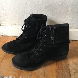 Black suede lace up booties
